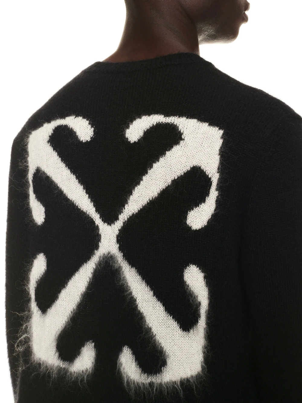 OMHU010F23KNOMHE170F23KNI0011061 SUETER MOHAIR ARROW KNIT CREWNECK BLACK BEIGE "OFF-WHITE" F5M