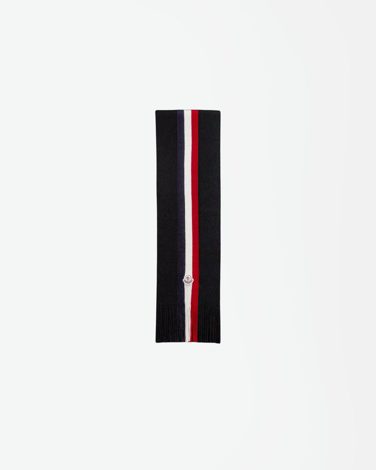 3C00015A9575 BUFANDA LANA TRIBANDA Y LOGO MONCLER F5M NEGRO