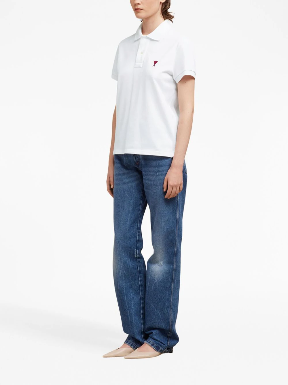 BFUPL001760 POLO PIQUÉ DE COEUR AMI PARIS S6M BLANCO