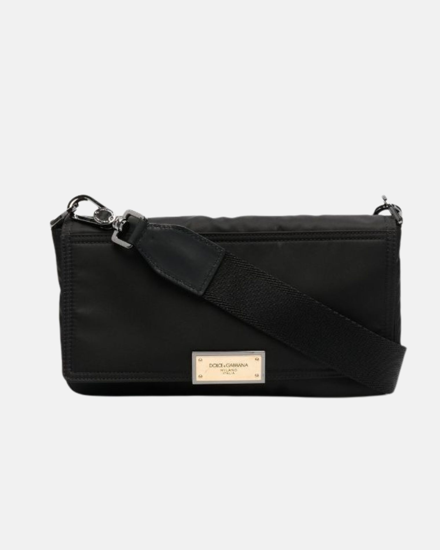 BM1962AY139 BOLSO FLAT NYLON Y PLACA DORADA DOLCE & GABBANA S2M NEGRO