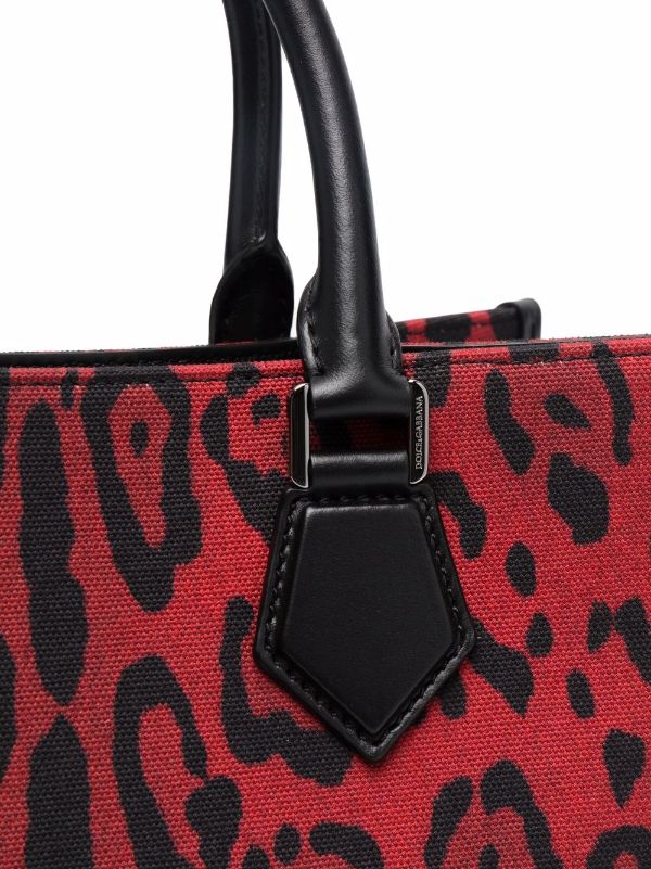 BM2012 AQ966 BOLSO TOTE PRINT LEO ROJO DOLCE & GABBANA ROJO