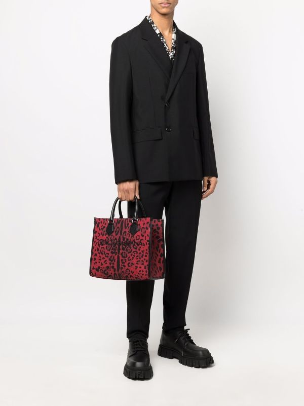 BM2012 AQ966 BOLSO TOTE PRINT LEO ROJO DOLCE & GABBANA ROJO