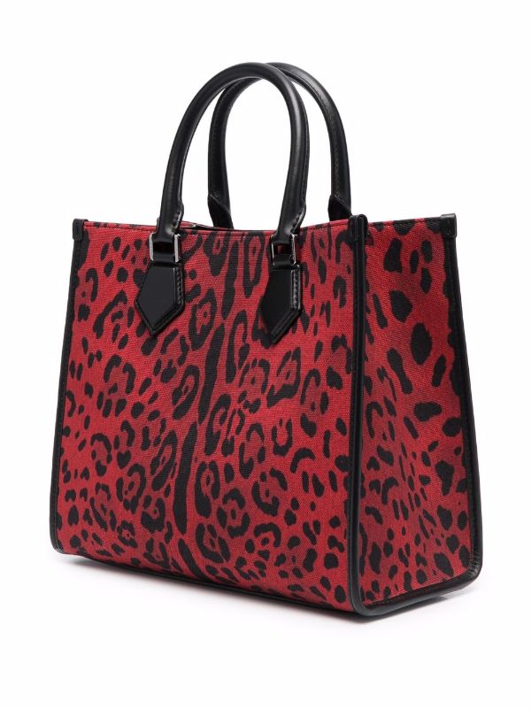 BM2012 AQ966 BOLSO TOTE PRINT LEO ROJO DOLCE & GABBANA ROJO