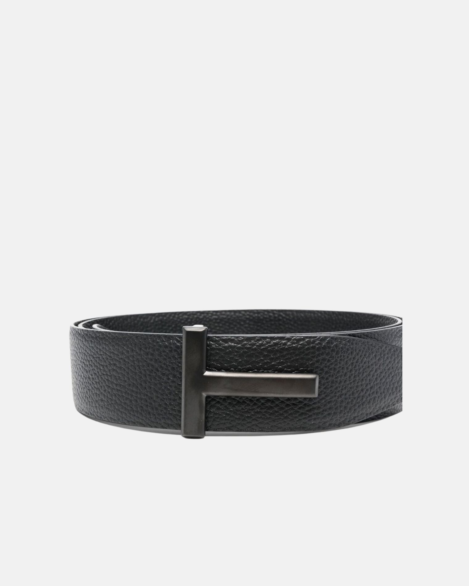 TB178LCL236L CINTURÓN HEBILLA LOGO AHUMADO  GRANO SUAVE 4 CM  REVERSIBLE TOM FORD F7M NEGRO