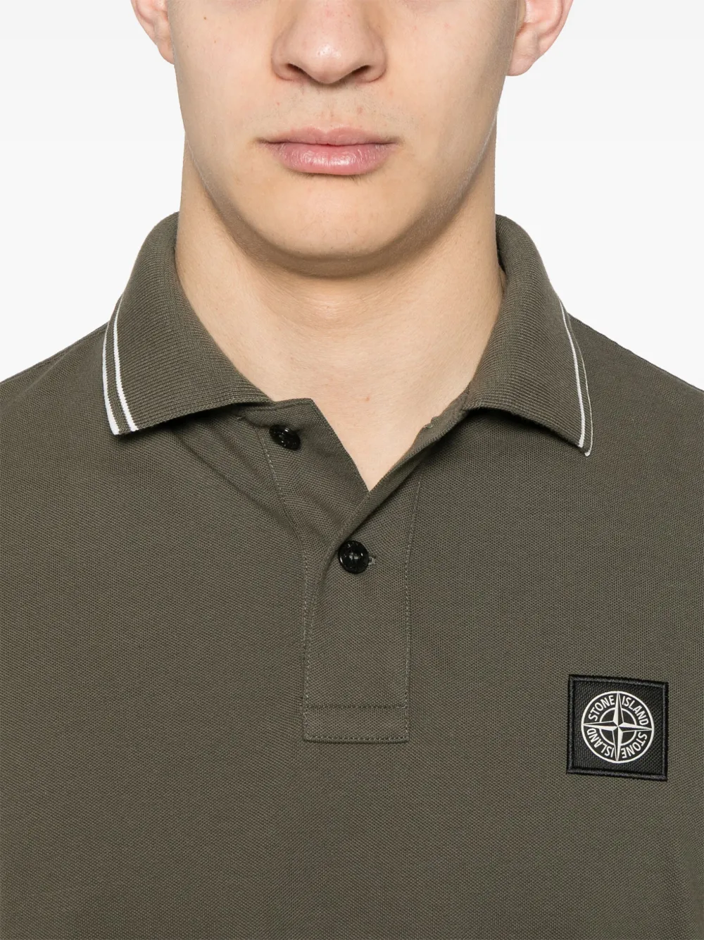 K1S1522002SCS0018 POLO PIQUÉ STRECHT STONE ISLAND S8M  VERDE MILITAR