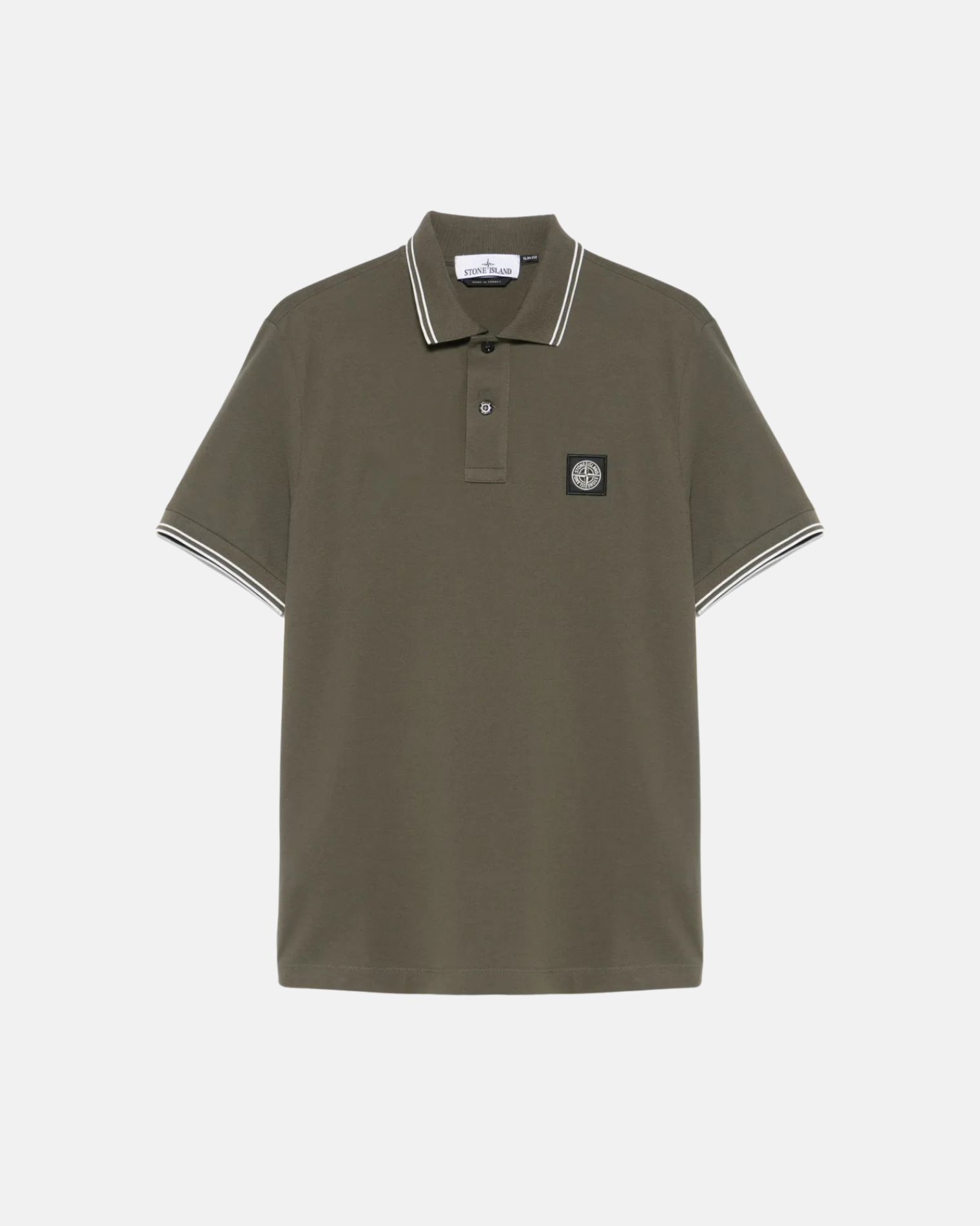 K1S1522002SCS0018 POLO PIQUÉ STRECHT STONE ISLAND S8M  VERDE MILITAR