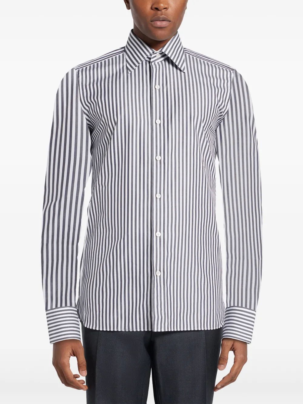HSBC01CGP75 CAMISA RAYA LUXURY ML TOM FORD S8M  BLANCO NEGRO