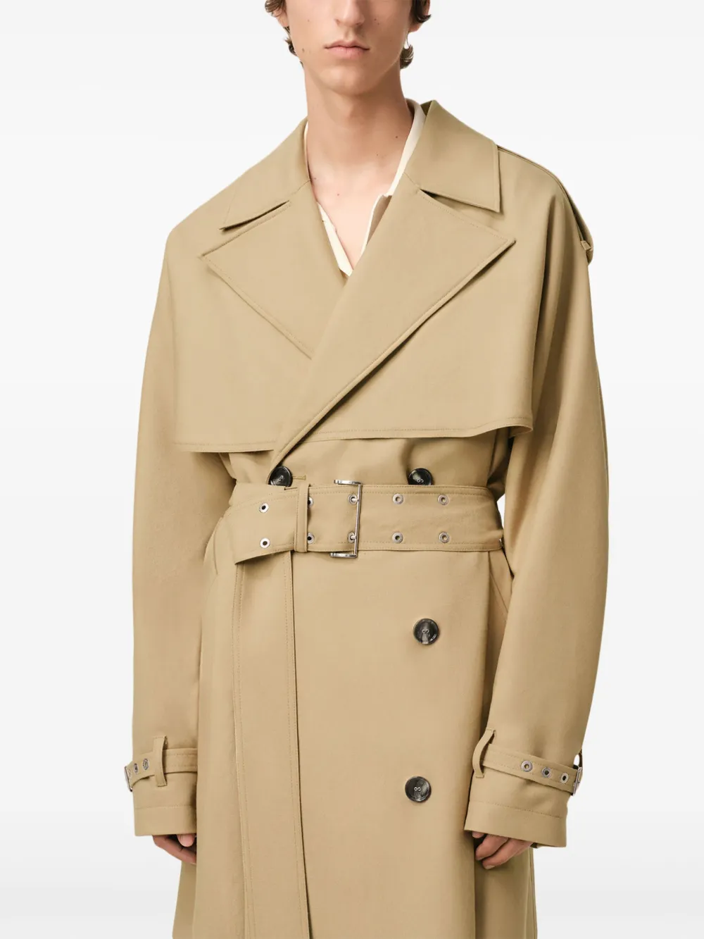 HJK520CO0081 GABARDINA LARGA CON CINTURÓN AMI PARIS S8M   BEIGE