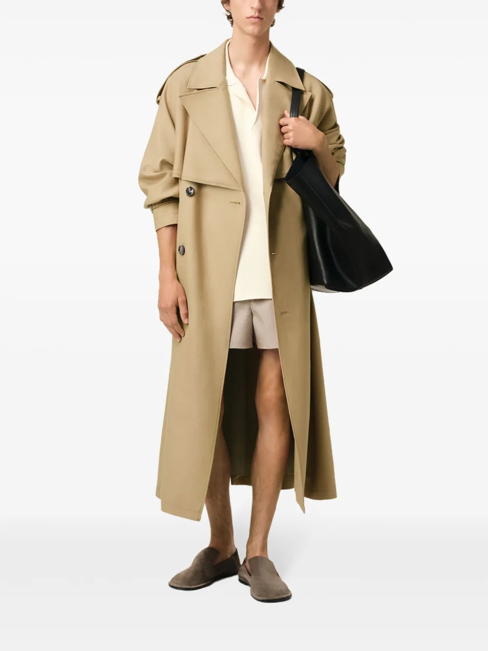 HJK520CO0081 GABARDINA LARGA CON CINTURÓN AMI PARIS S8M   BEIGE