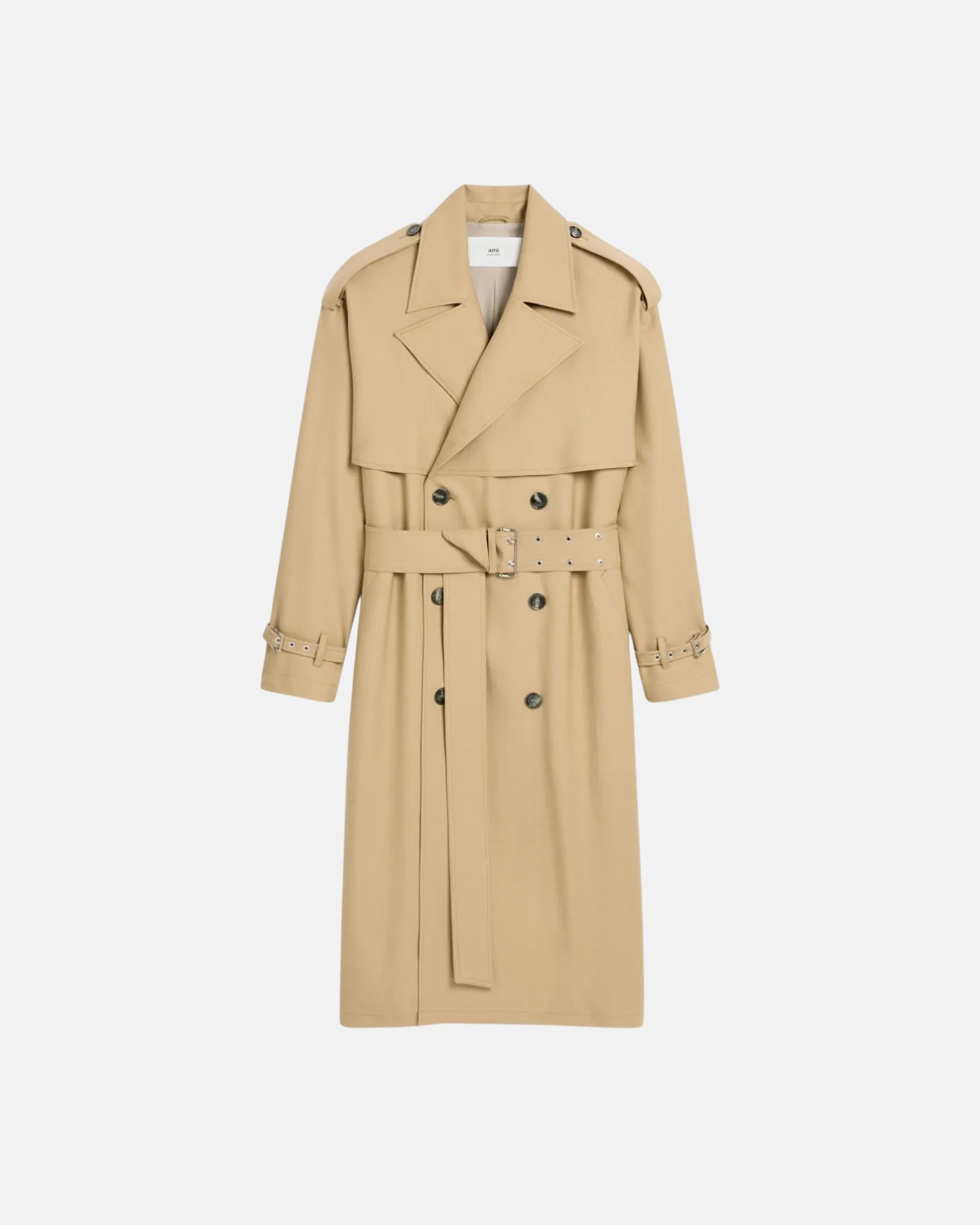 HJK520CO0081 GABARDINA LARGA CON CINTURÓN AMI PARIS S8M   BEIGE