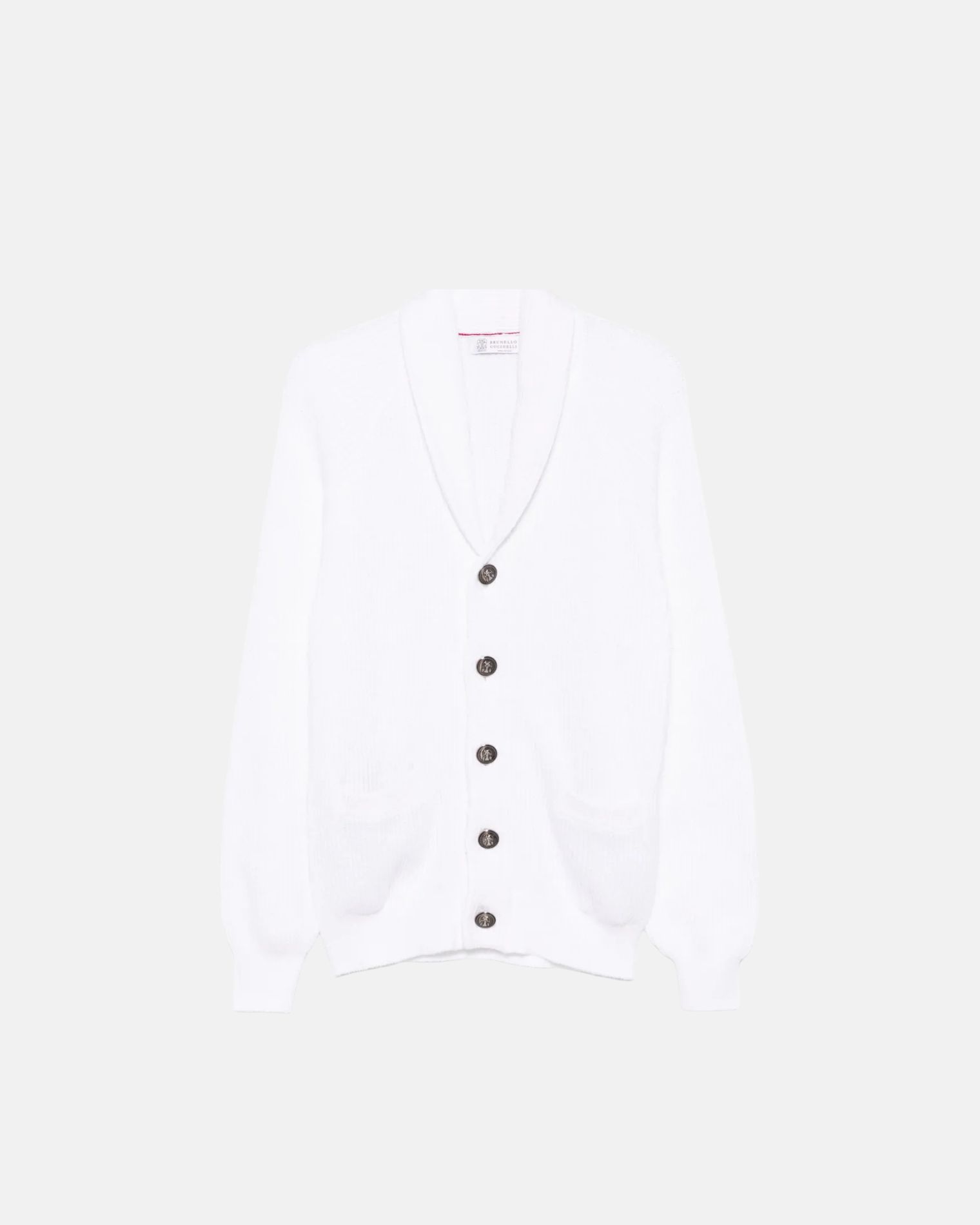 MNI708606 CARDIGAN GRUESO ALGODÓN CUELLO CHAL BRUNELLO CUCINELLI F9M BLANCO ROTO