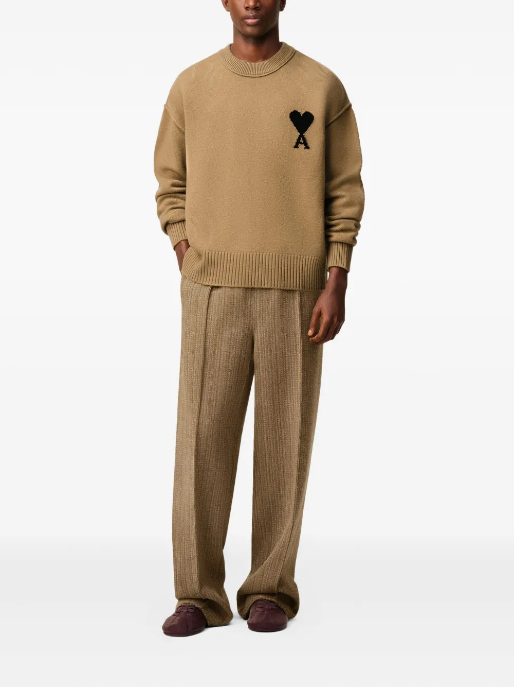 H25UKS838018 SUETER C/REDONDO FIELTRO LANA DE COEUR AMI PARIS F9M  CAMEL NEGRO