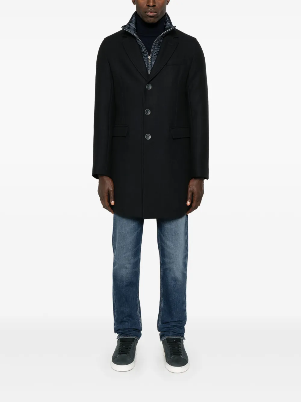 CA000215U33432R ABRIGO SARGA LANA CON CORTAVIENTOS  HERNO F9M  MARINO