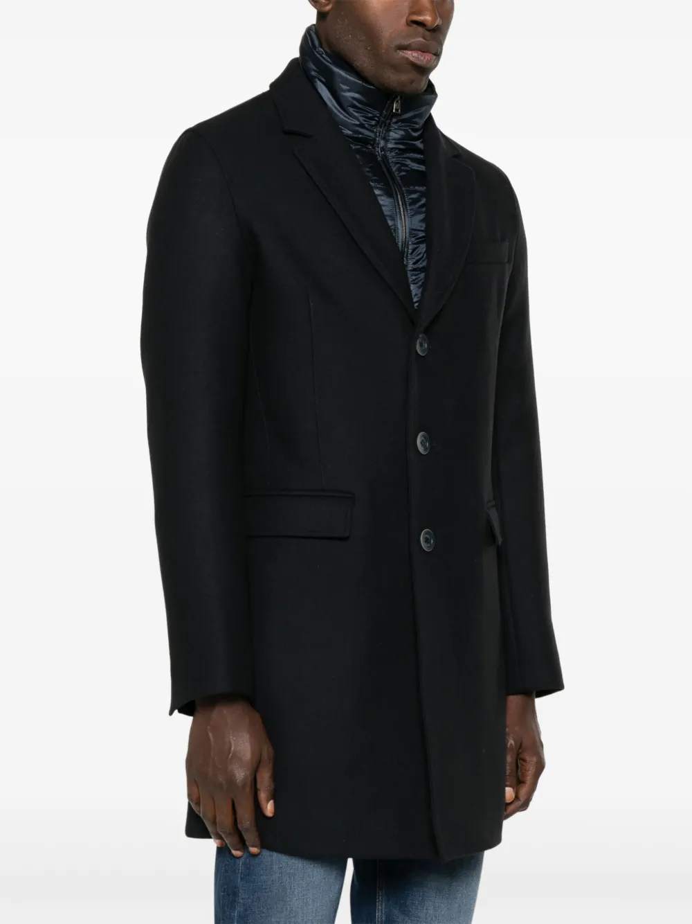 CA000215U33432R ABRIGO SARGA LANA CON CORTAVIENTOS  HERNO F9M  MARINO