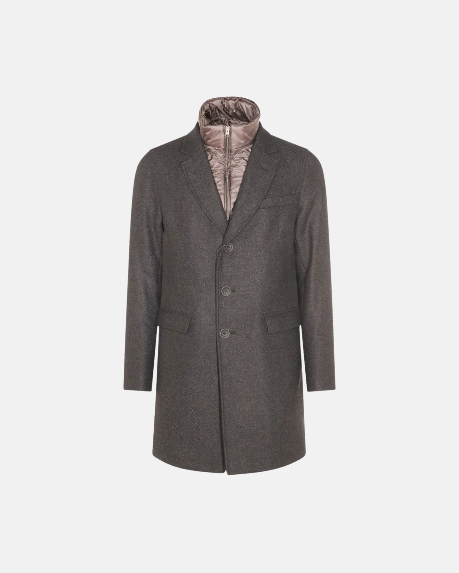 CA000215U33432R ABRIGO SARGA LANA CON CORTAVIENTOS  HERNO F9M  ANTRACITA