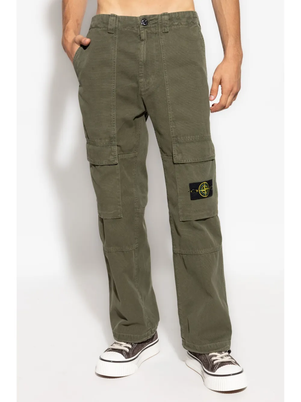 3100034S00L1 PANTALÓN CARGO GABARDINA STRECHT STONE ISLAND F9M VERDE MILITAR