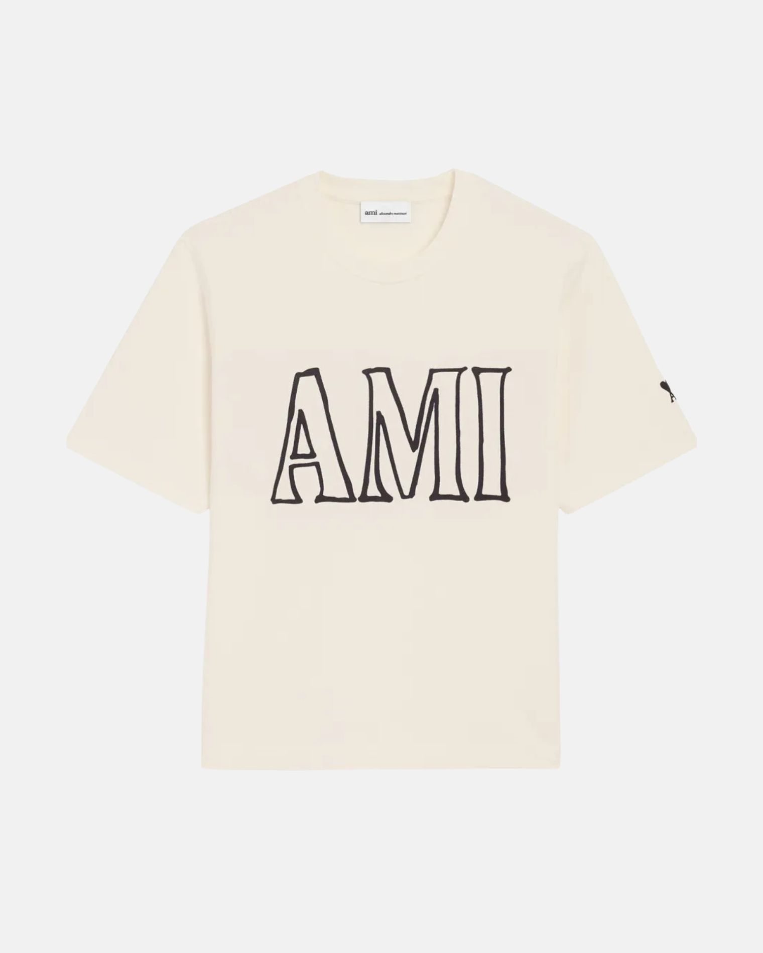 UTS380726 CAMISETA BOXY LOGO AMI PARIS SZM   BLANCO CREMA