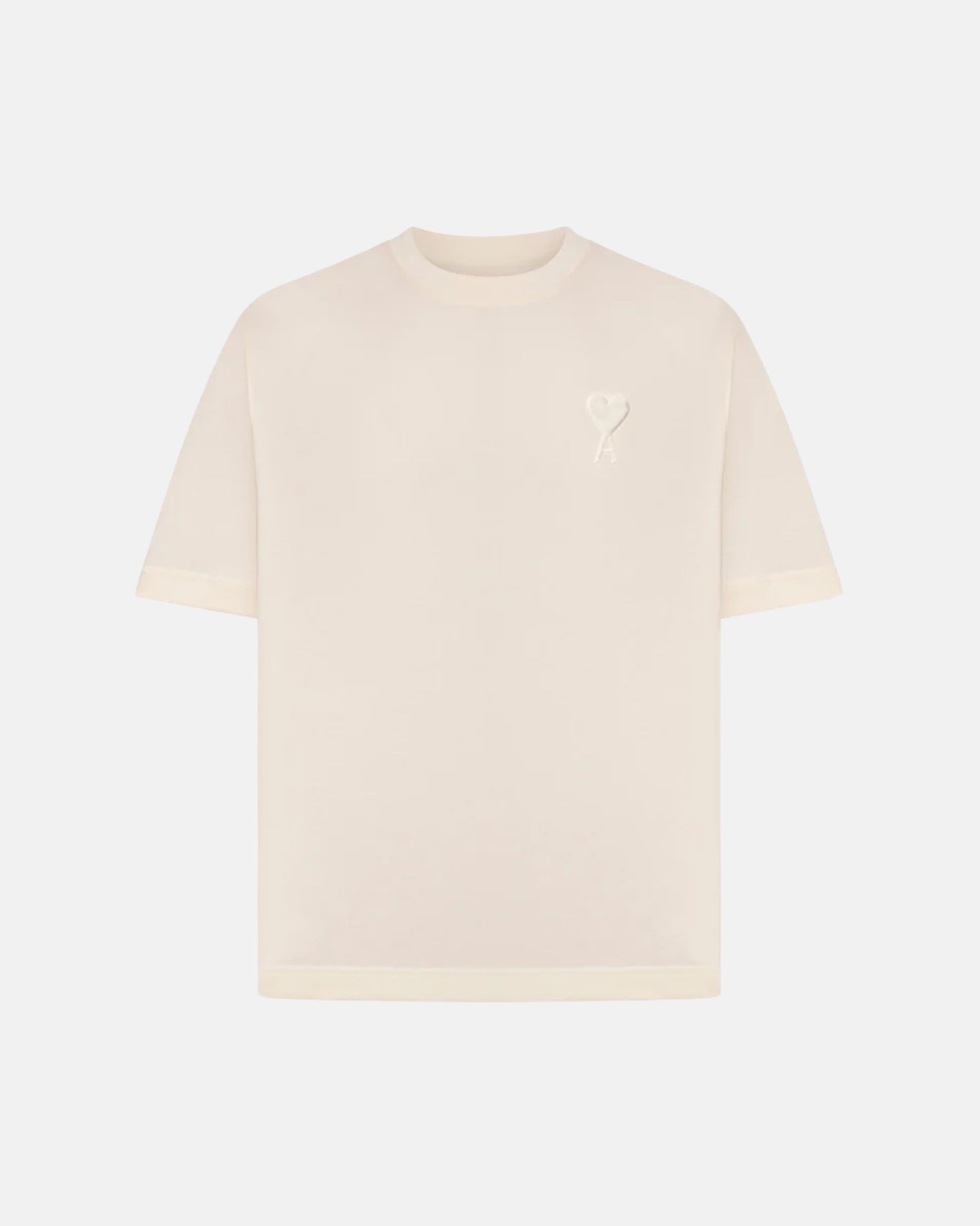 UTS357726 CAMISETA FLOCADO DE COEUR AMI PARIS SZM  BLANCO CREMA