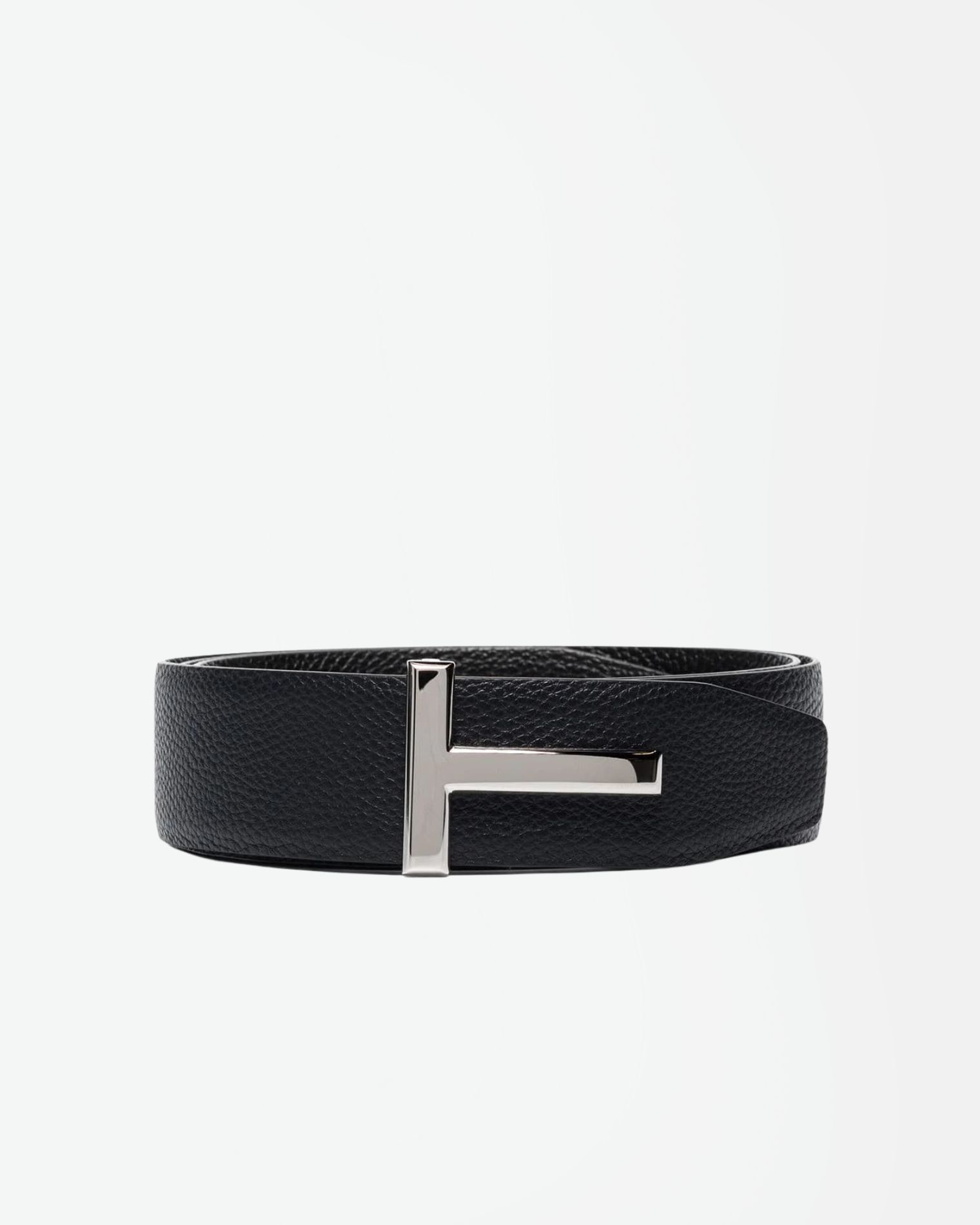 TB224PLCL236 CINTURÓN HEBILLA LOGO PLATA PIEL GRABADA SUAVE 3 CM  REVERSIBLE TOM FORD F3M MARINO NEGRO