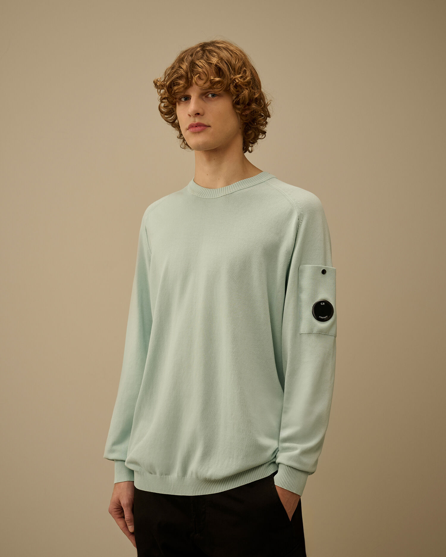 20CMKN105A0063230 SUDADERA CUELLO REDONDO "C.P. COMPANY " SZM  - verde agua