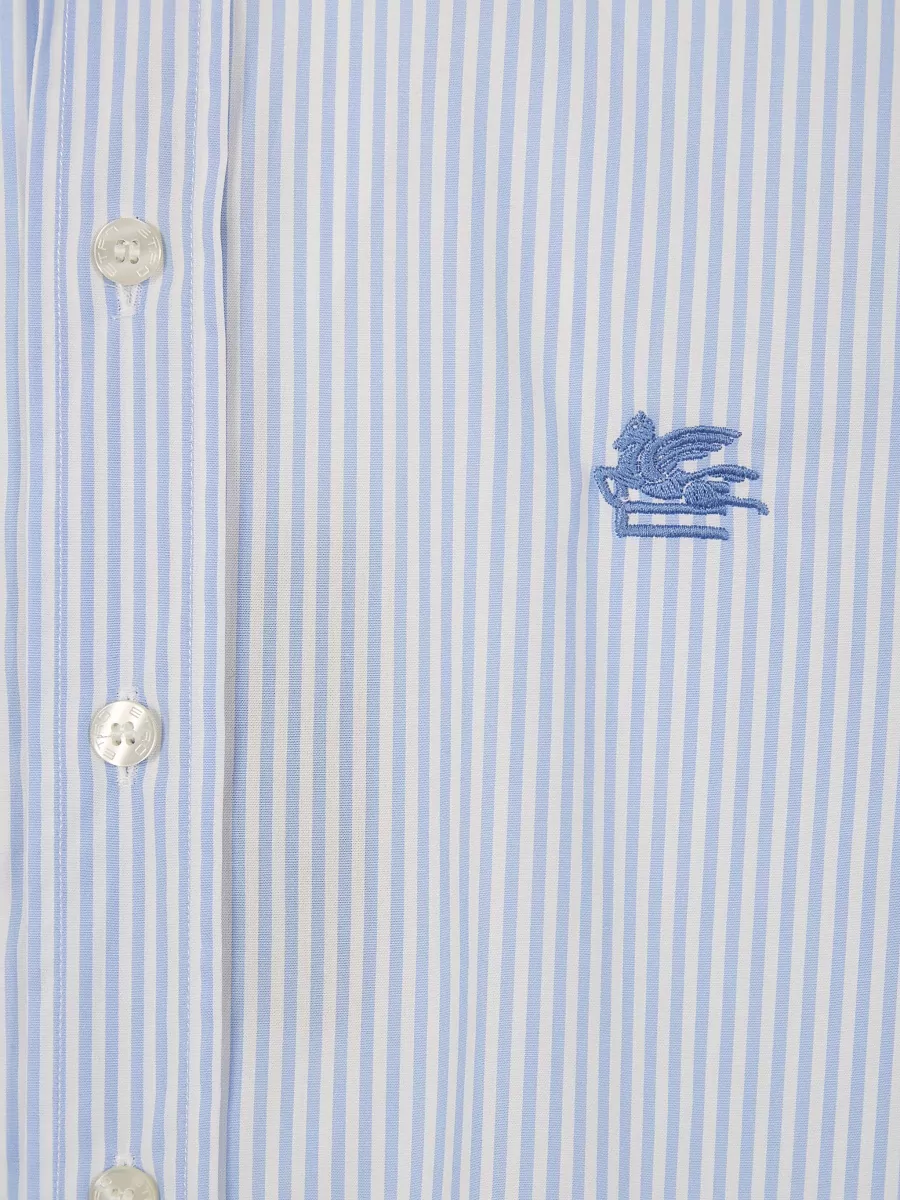 MRIB000499TR5B0 CAMISA BOTON DOWN RAYA FINA "ETRO" SZM     - celeste blanco