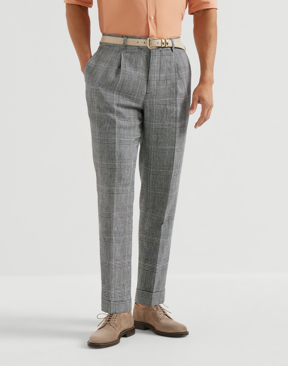 MB427L00H PANTALÓN GALES LINO "BRUNELLO CUCINELLI" SZM        - gris