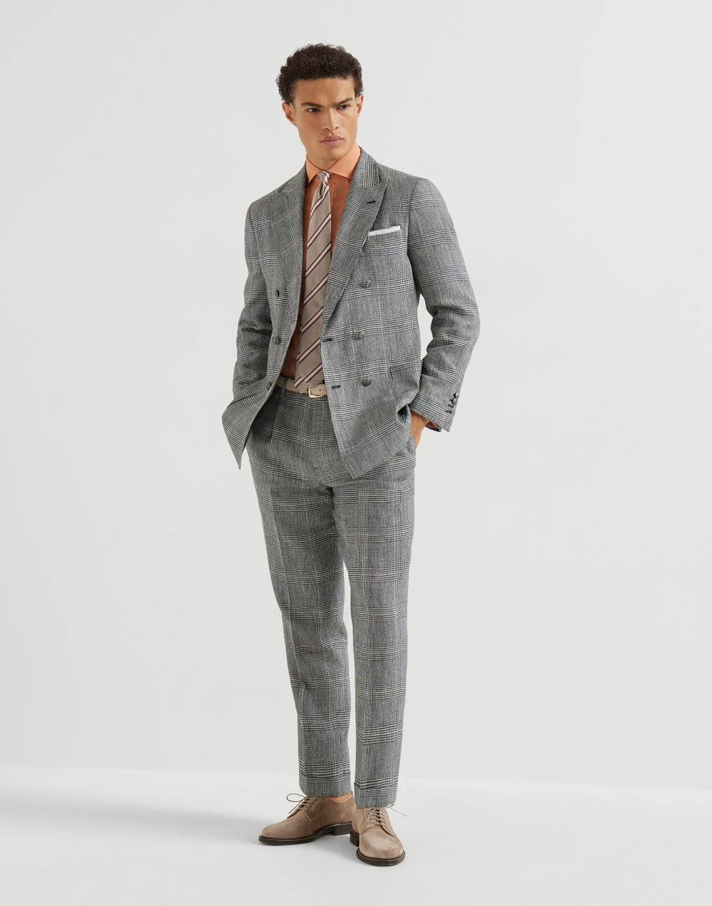 MB427L00H PANTALÓN GALES LINO "BRUNELLO CUCINELLI" SZM        - gris