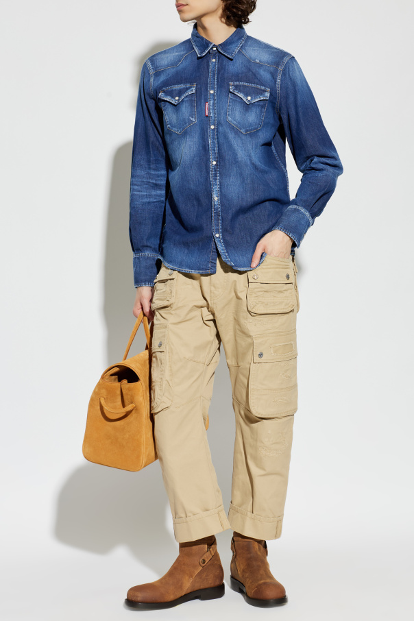 S74DM0986S30341 CAMISA CAWBOY DENIM "DSQUARED2" SZM    - azul indigo