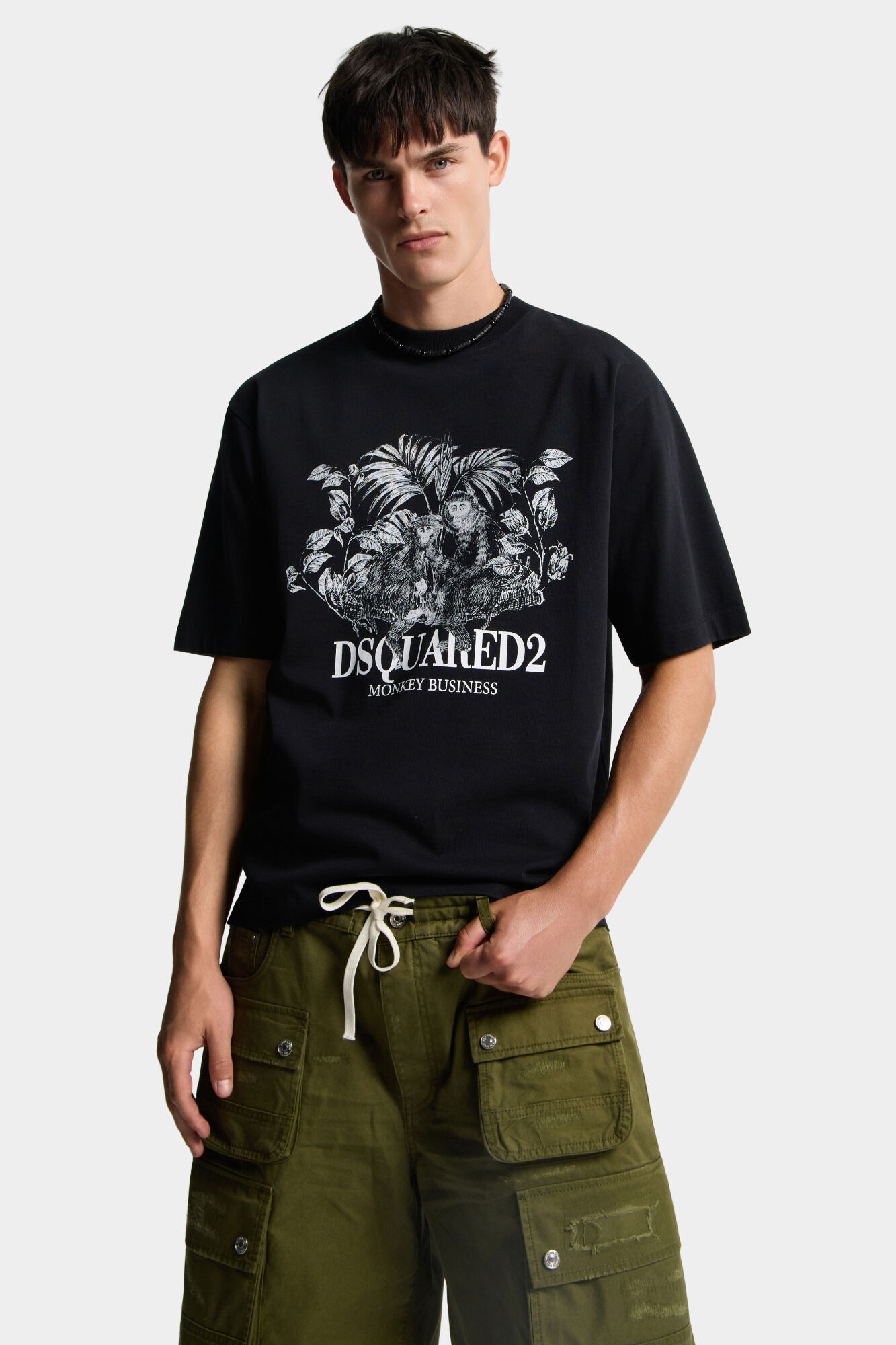 S74GD1545D20106  CAMISETA LOOSE SELVA MONO "DSQUARED2" SZM  - negro