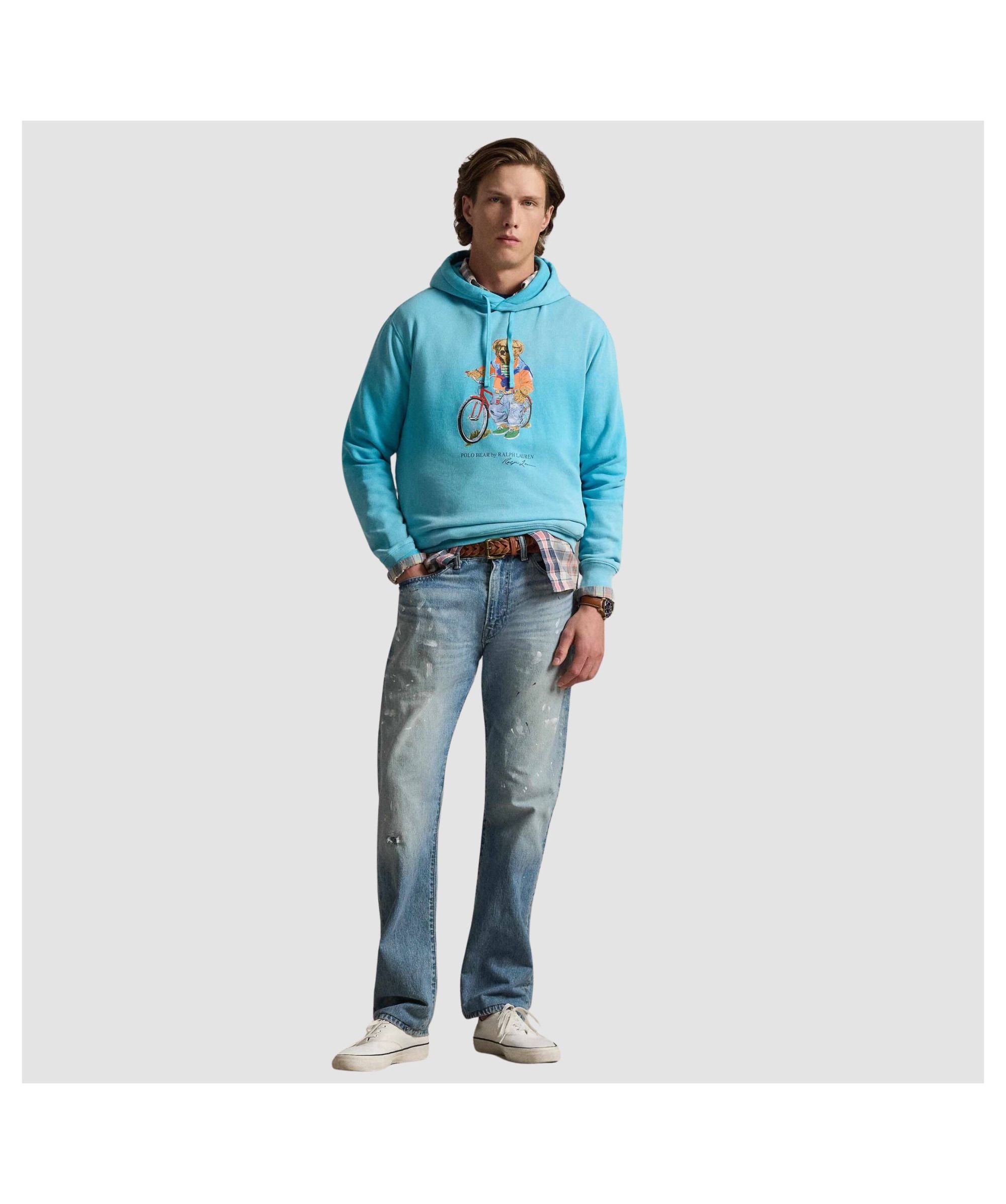 710B14624001 SUDADERA CAPUCHA OSO BICI  AZUL