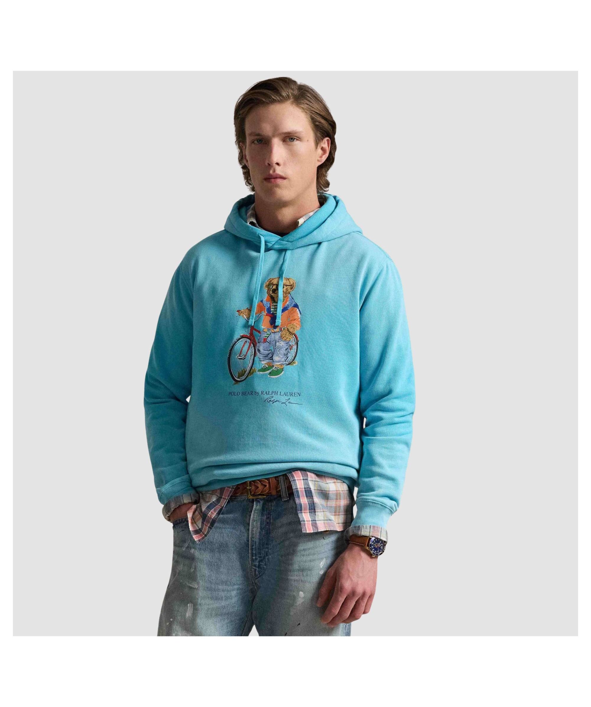 710B14624001 SUDADERA CAPUCHA OSO BICI  AZUL