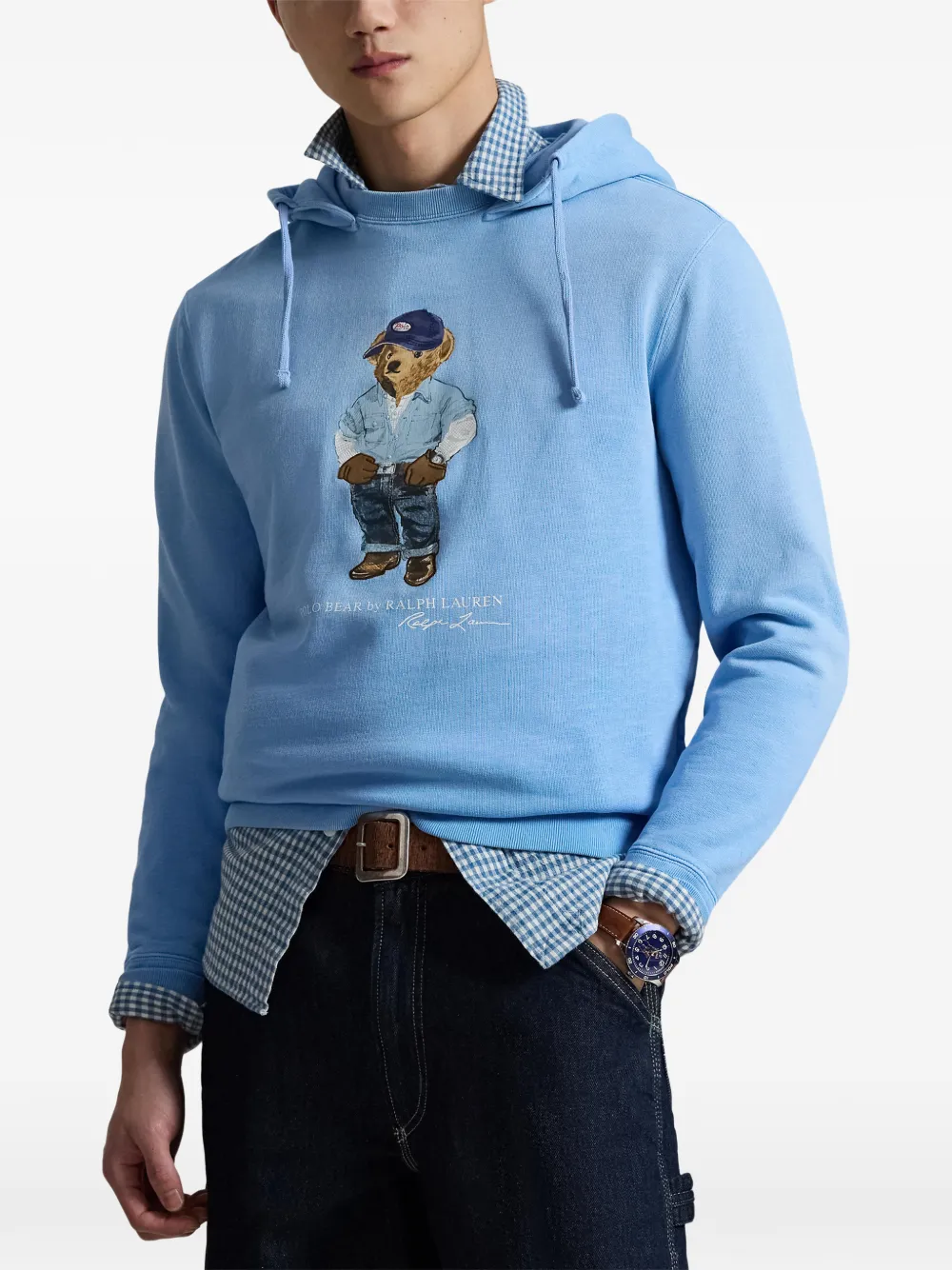 710B14619001 SUDADERA CAPUCHA OSO  CELESTE