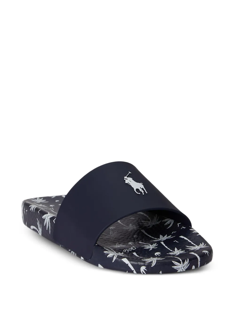 809P08336001 SANDALIA CHANCLA AZUL ESTAMPADA PALMERAS  BLANCAS