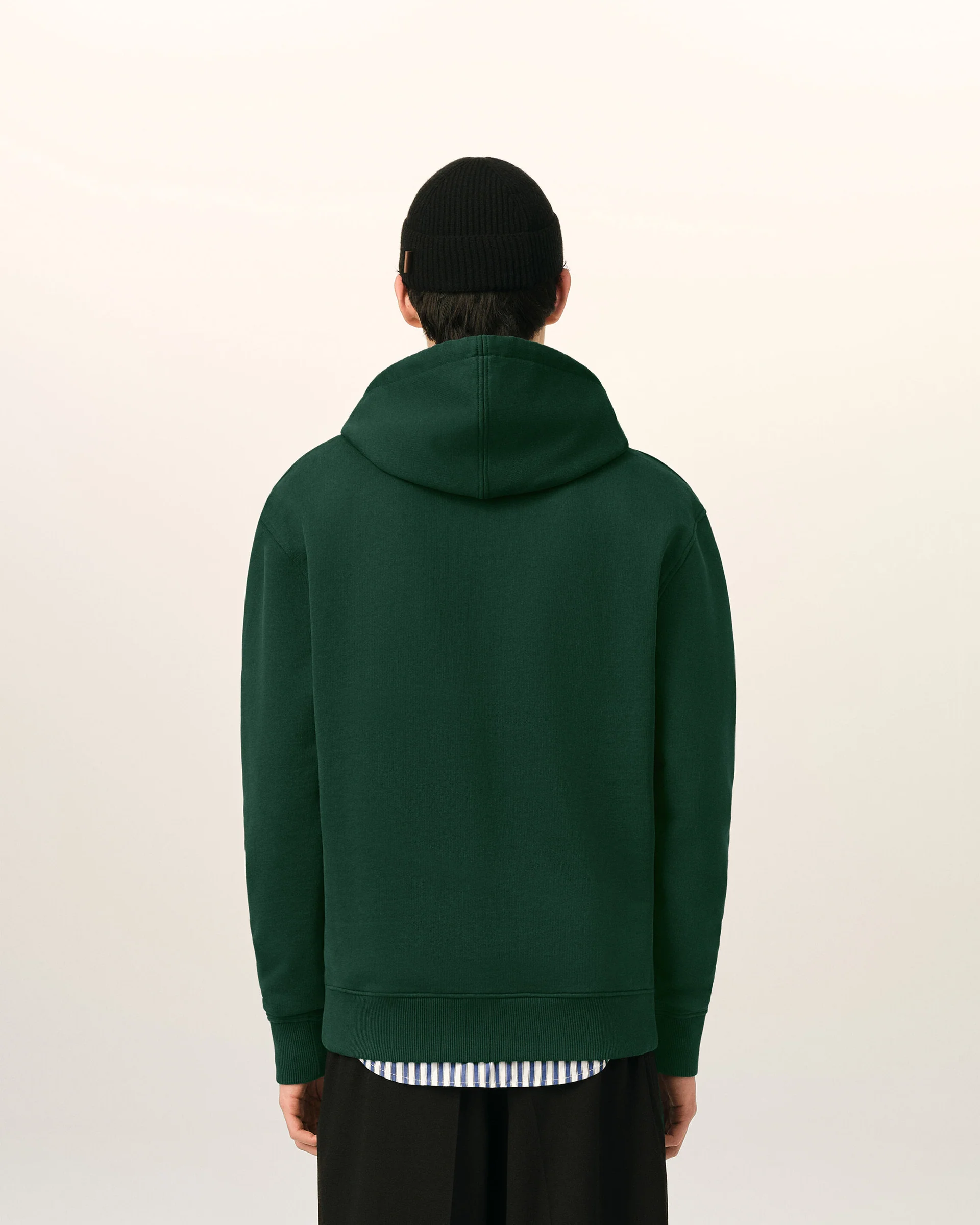 HSW764.730 HOODIE WITH CONTRASTED AMI DE COEUR AMI PARIS FW26 - VERT BOUTEILLE/NOIR