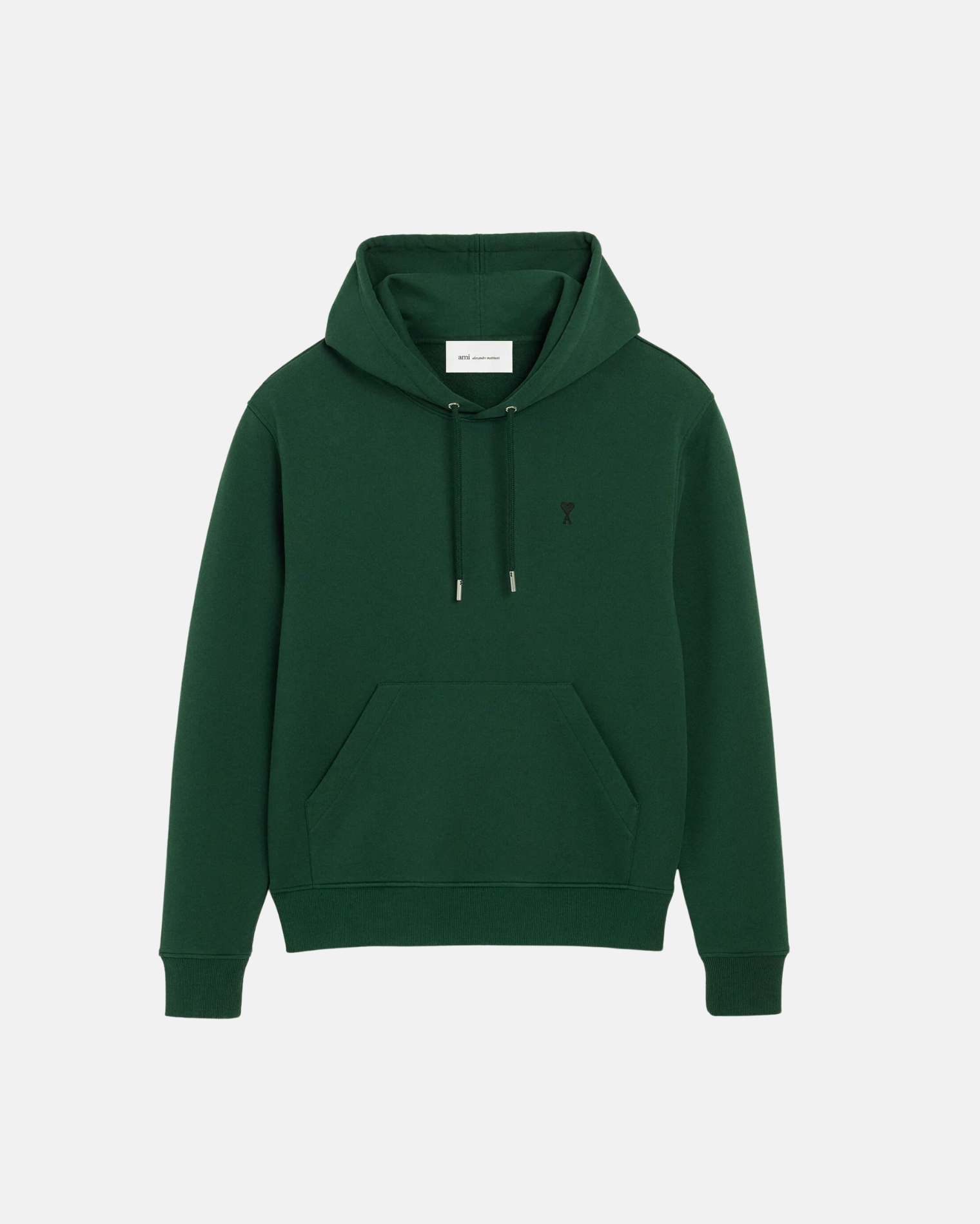 HSW764.730 HOODIE WITH CONTRASTED AMI DE COEUR AMI PARIS FW26 - VERT BOUTEILLE/NOIR