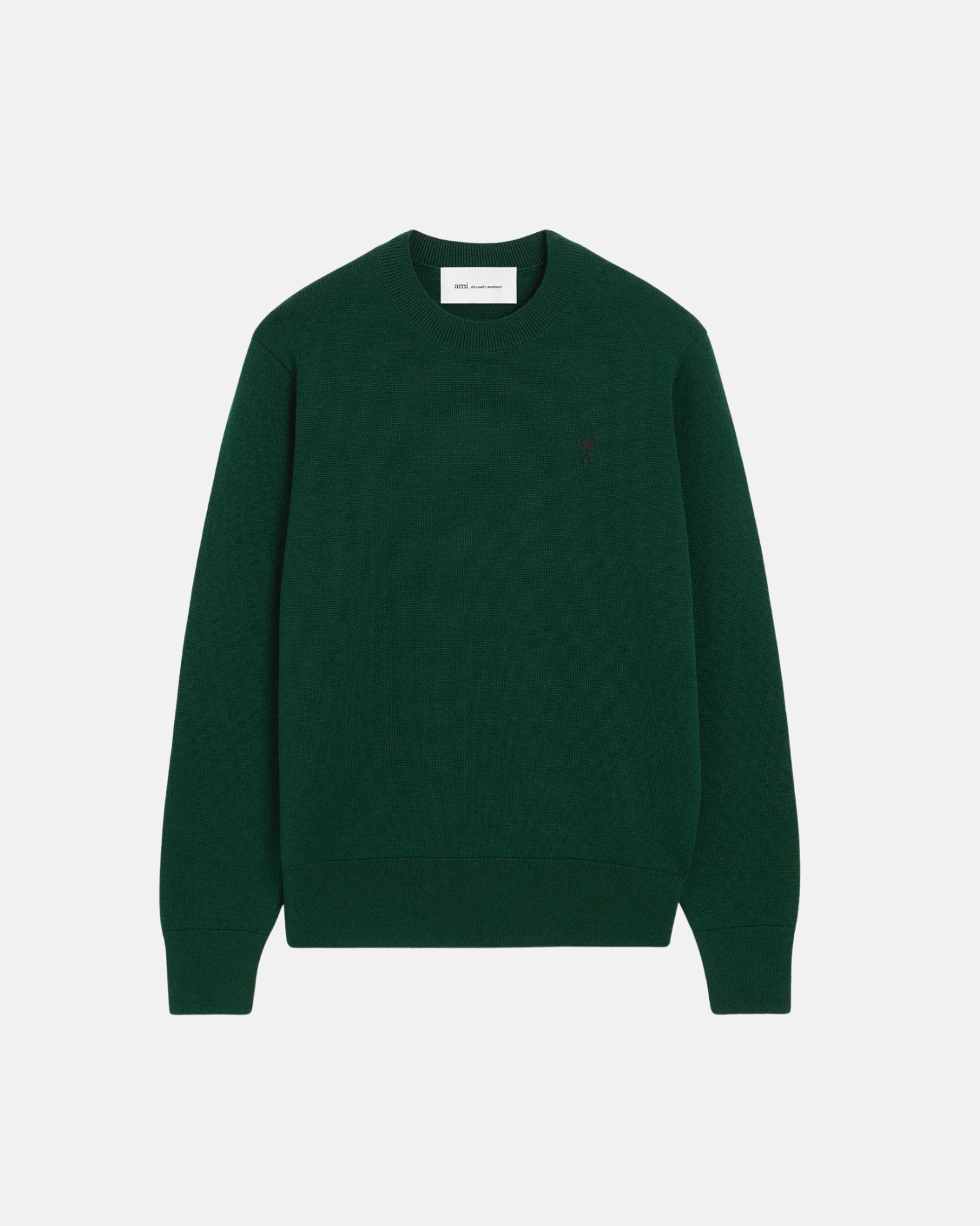 HKS826.001 CREWNECK SWEATER WITH AMI DE COEUR AMI PARIS FW26 - VERT BOUTEILLE/NOIR