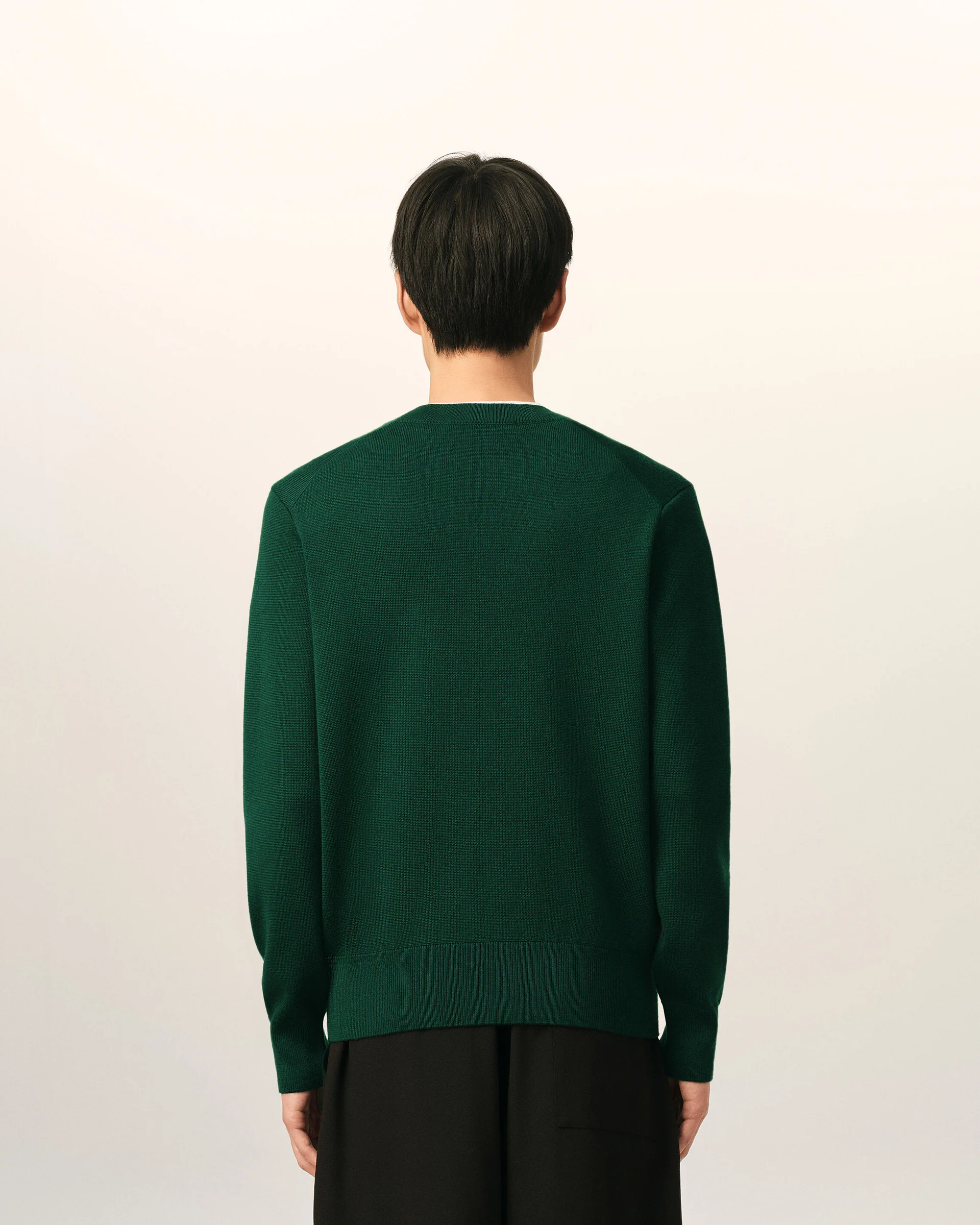 HKS826.001 CREWNECK SWEATER WITH AMI DE COEUR AMI PARIS FW26 - VERT BOUTEILLE/NOIR