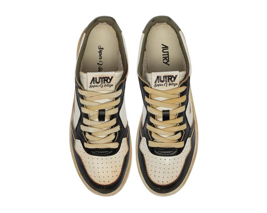 A1UNAVLMSV06 SUP VINT LOW MAN LEAT/LEAT WHT/BLK/COVGRN AUTRY FW26 - WHT/BLK/COVGRN