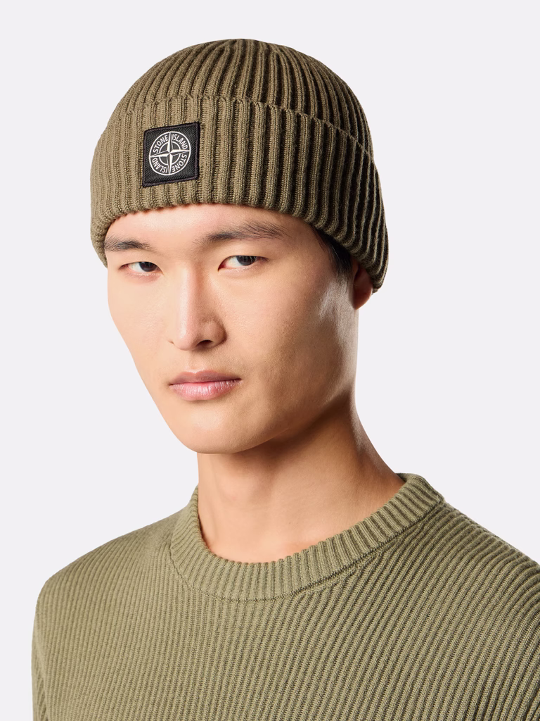 L2S15N100002S00C3 BEANIE STONE ISLAND FW26 - MILITARY GREEN