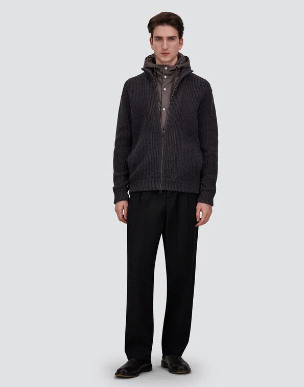 MC000195U 70272 MEN'S KNITTED CARDIGAN HERNO FW26 - DARK GREY