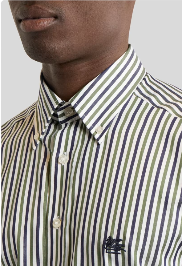 MRIB000499TR514 ROMA LOGO BD SHIRT ETRO FW26 - WHITE GREEN
