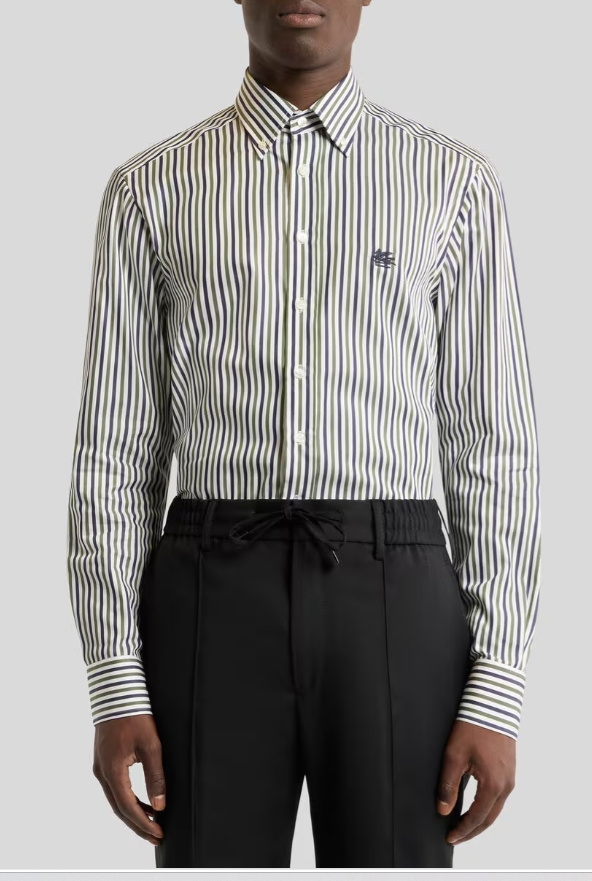 MRIB000499TR514 ROMA LOGO BD SHIRT ETRO FW26 - WHITE GREEN