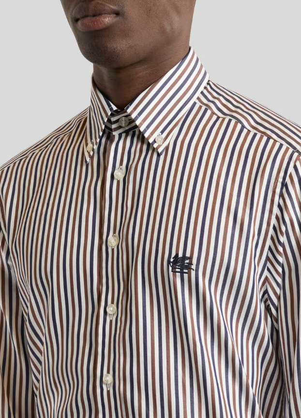 MRIB000499TR514 ROMA LOGO BD SHIRT ETRO FW26 - WHITE BROWN