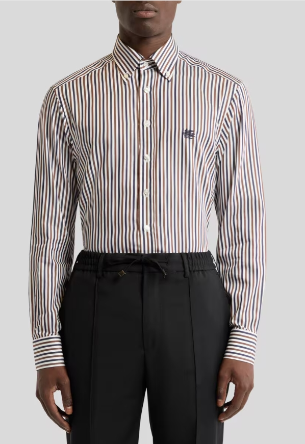 MRIB000499TR514 ROMA LOGO BD SHIRT ETRO FW26 - WHITE BROWN