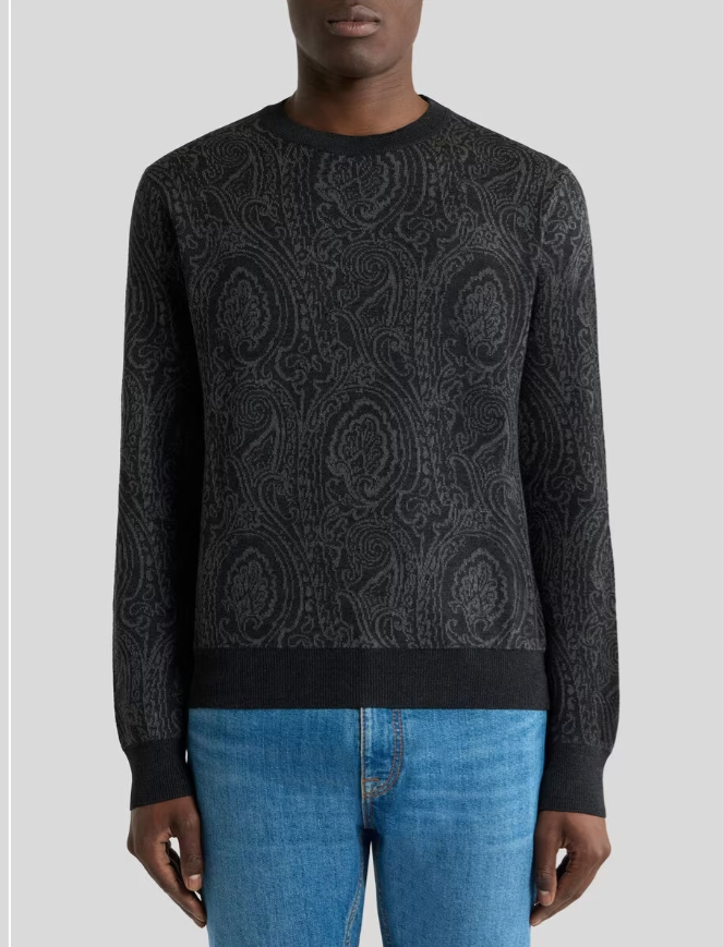 MRKF0096AQ12X ROMA KNITTED C-NECK ETRO FW26 - DARK GRAY