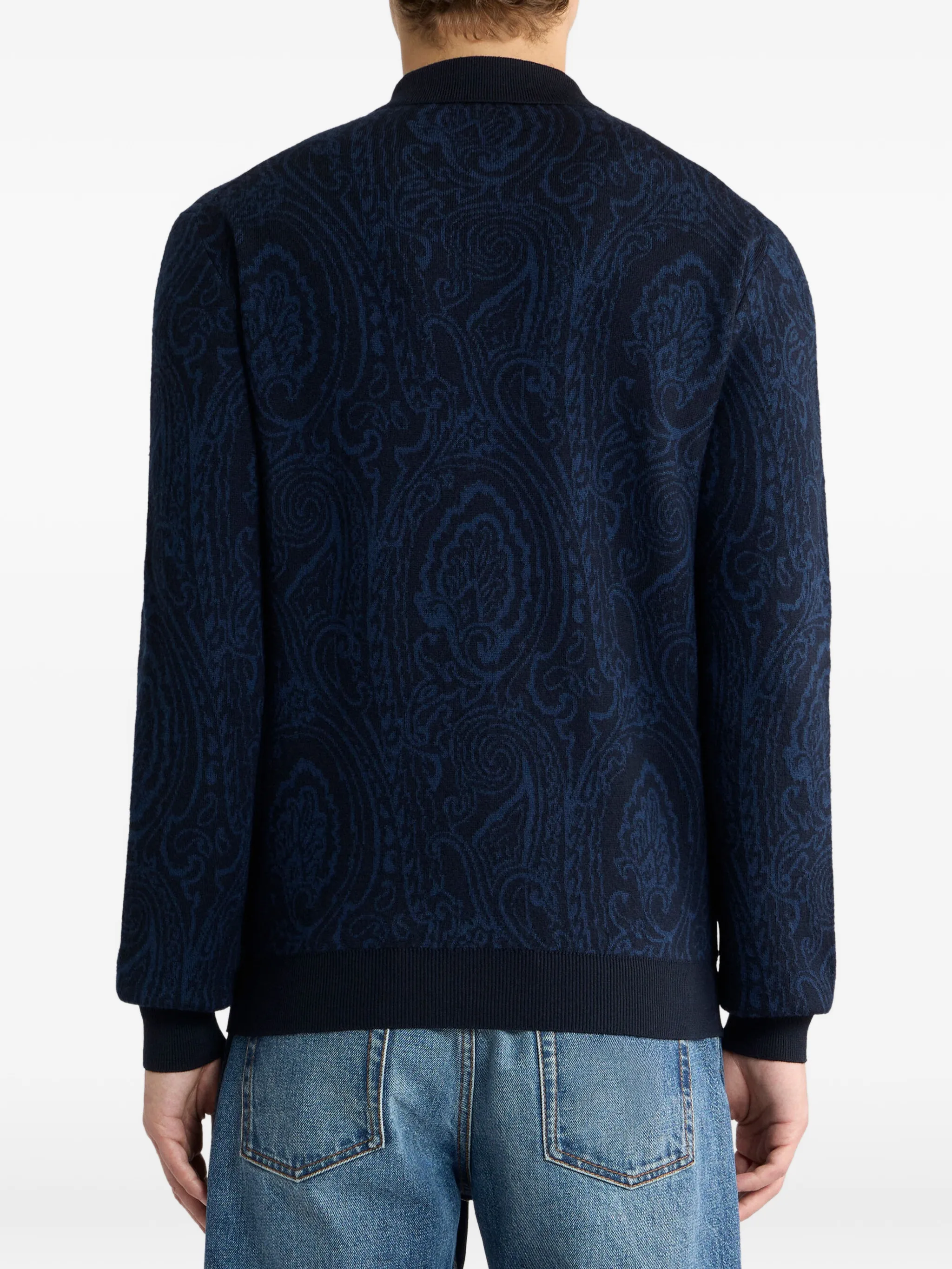 MRKF0028AQ12X ROMA KNITTED L/S POLO ETRO FW26 - BLUE NAVY