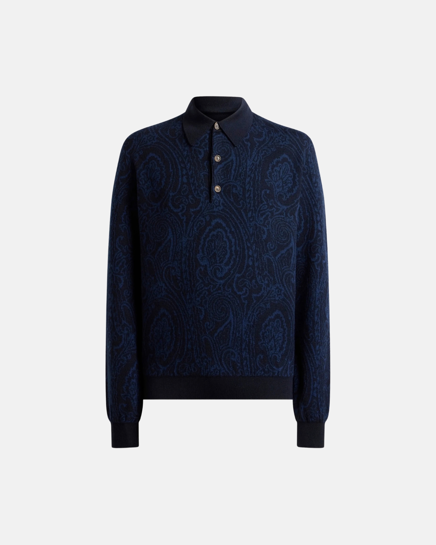 MRKF0028AQ12X ROMA KNITTED L/S POLO ETRO FW26 - BLUE NAVY