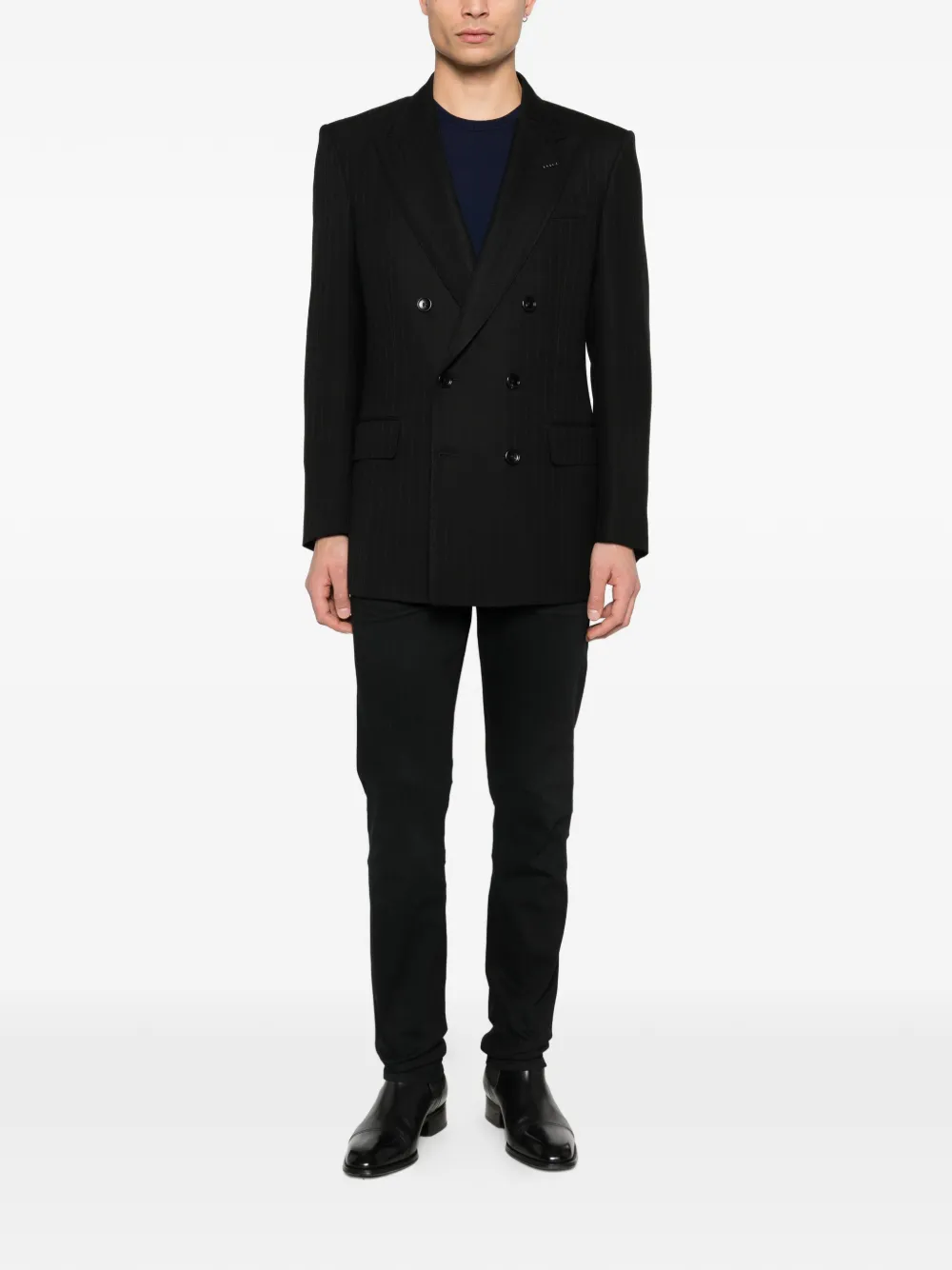 KCL077 YMW103 KNITWEAR CREW NECK KNITTED TOM FORD FW26 - NAVY BLAZER